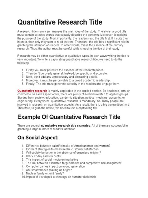 quantitative research titles examples pdf